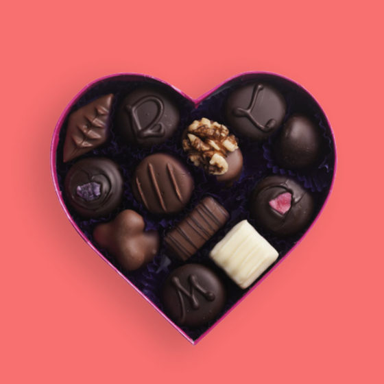 heart shaped chocolate box